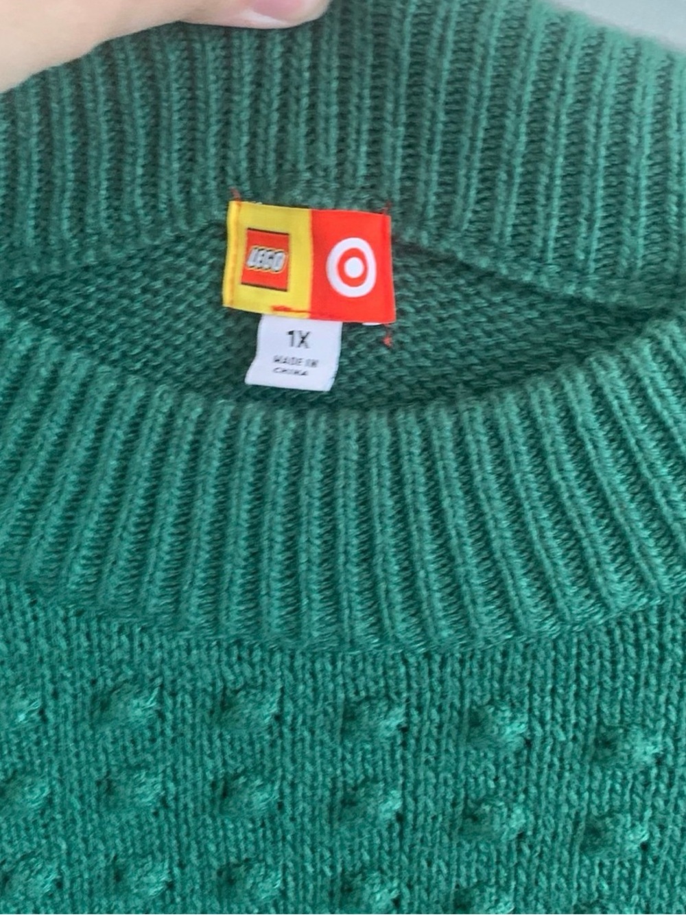 Lego Women's Dark Green Bobble Knit Crewneck Sweater - Picture 3 of 3